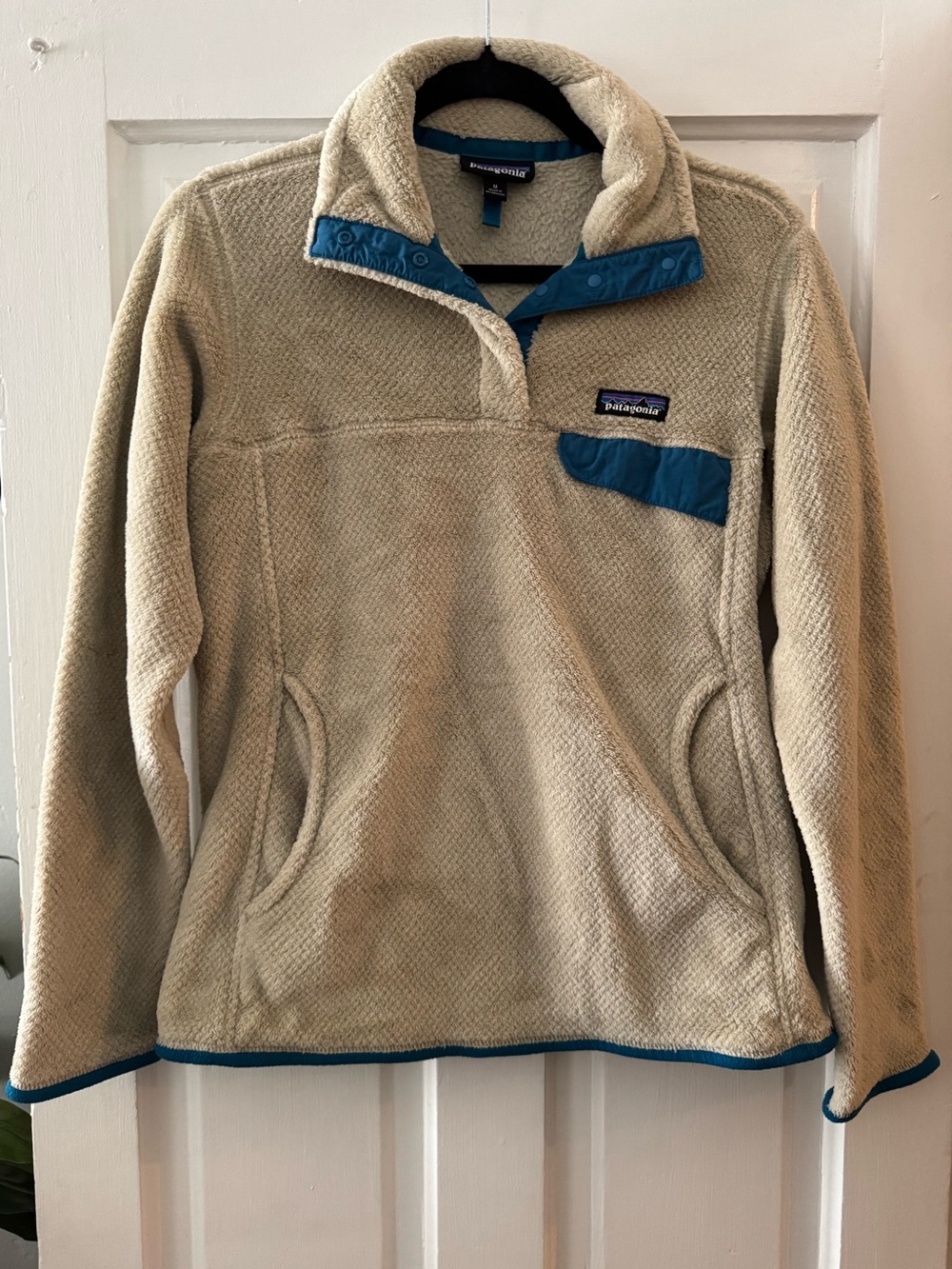 Patagonia Retool Snap Fleece Tan and Teal